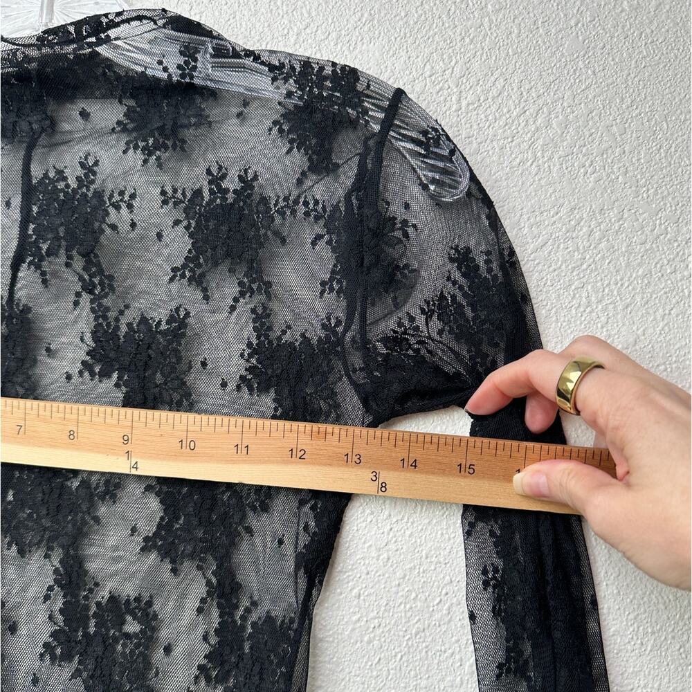 Free People Lady Lux Black Sheer Lace Floral Top XS - Picture 8 of 9
